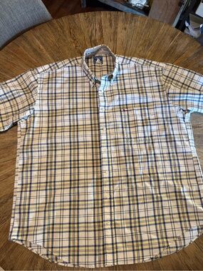Texas Cotton Men’s XL Plaid Button Down Shirt Made USA Long Tail 100% Cotton Y2K